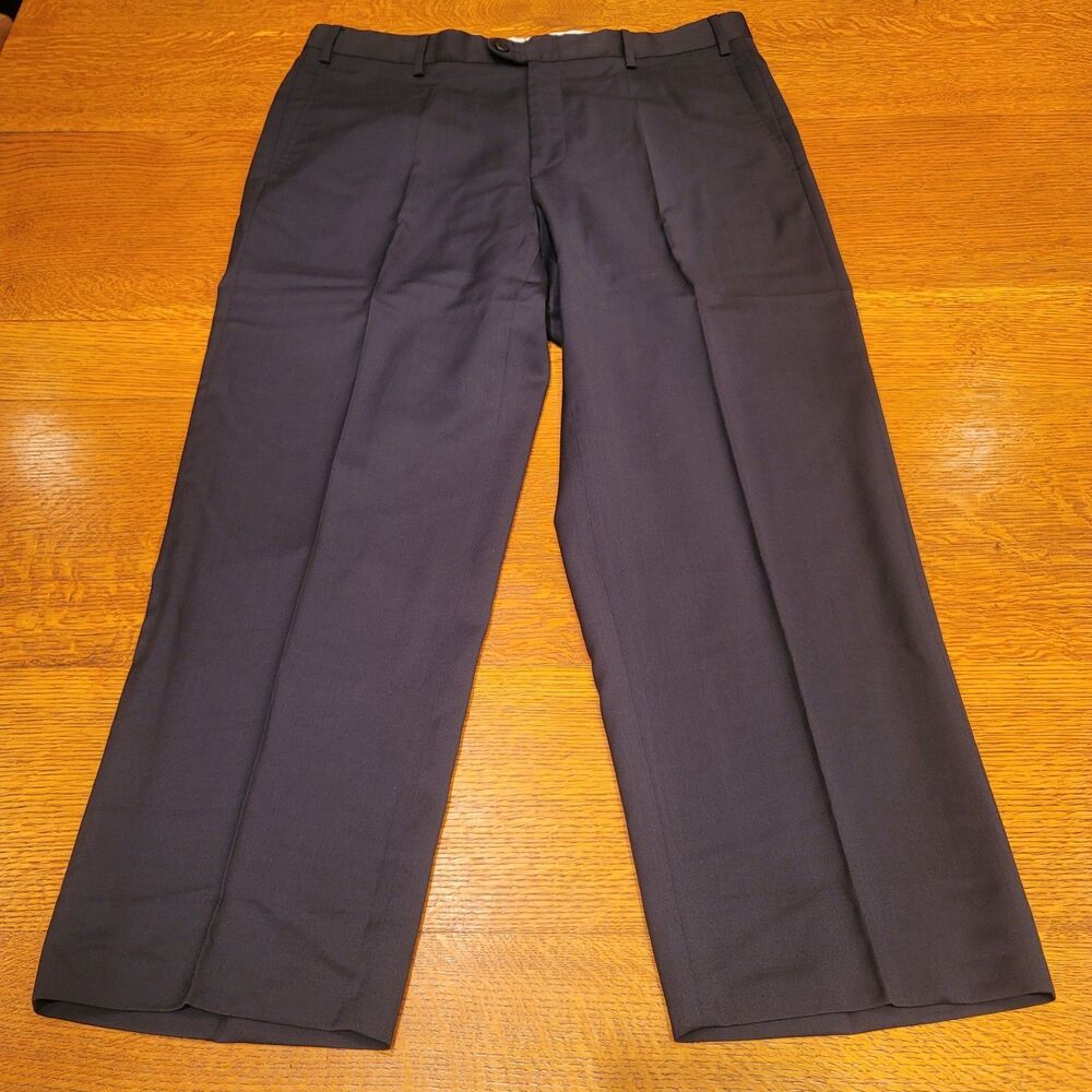 Zanella Made in Italy Todd Men's Dress Pants 100% Virgin Wool Black 36